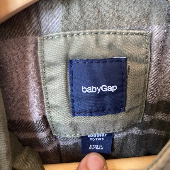 BabyGap Toddler Military Style Utility Jacket Size 3 Years Green Cotton Shell - Picture 5 of 8